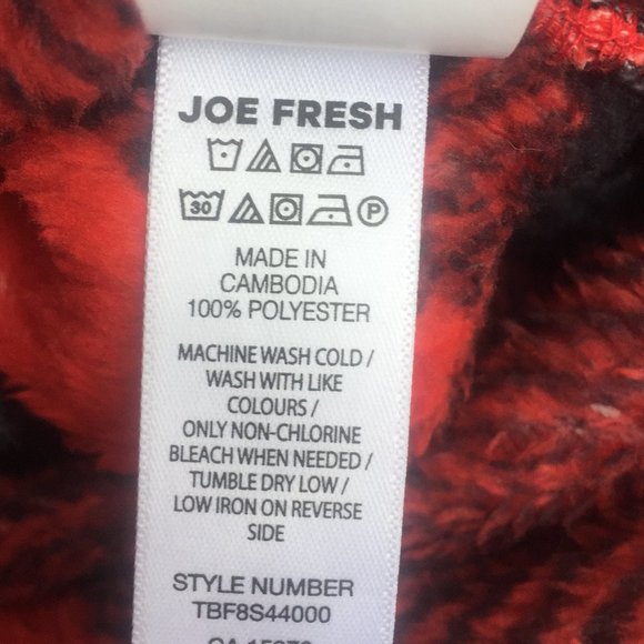 NWT Joe Fresh red & black buffalo plaid bathrobe - size 4 - Picture 4 of 5